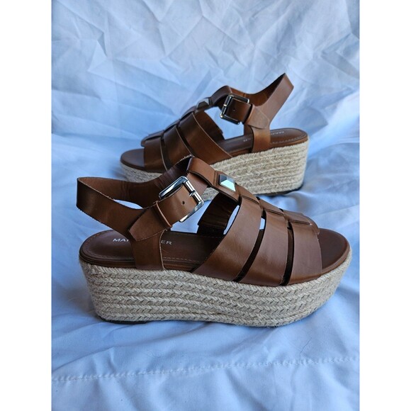 Marc Fisher Espadrille Platform Sandals Gladiator Straps Brown 6.5M - Picture 1 of 10